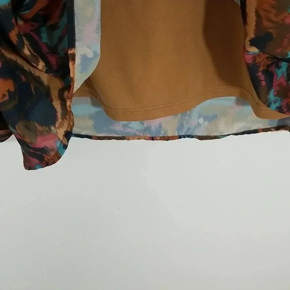 {Adrienne} Psychedelic Print Ballon Sleeve Blouse Size Medium - Picture 10 of 11